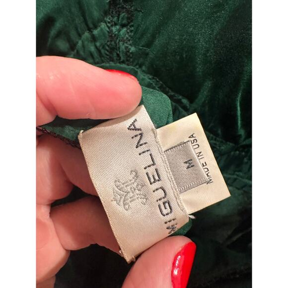 Miguelina Women's Medium Green Black Floral Sexy Sheer Lingerie Lace Slip Dress - Picture 11 of 11